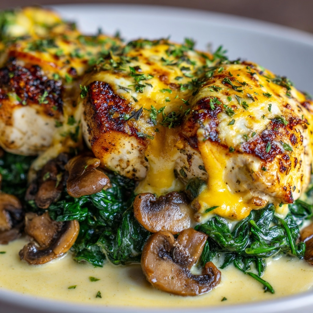 Baked Chicken with Spinach and Mushrooms Recipe - Recipe Image