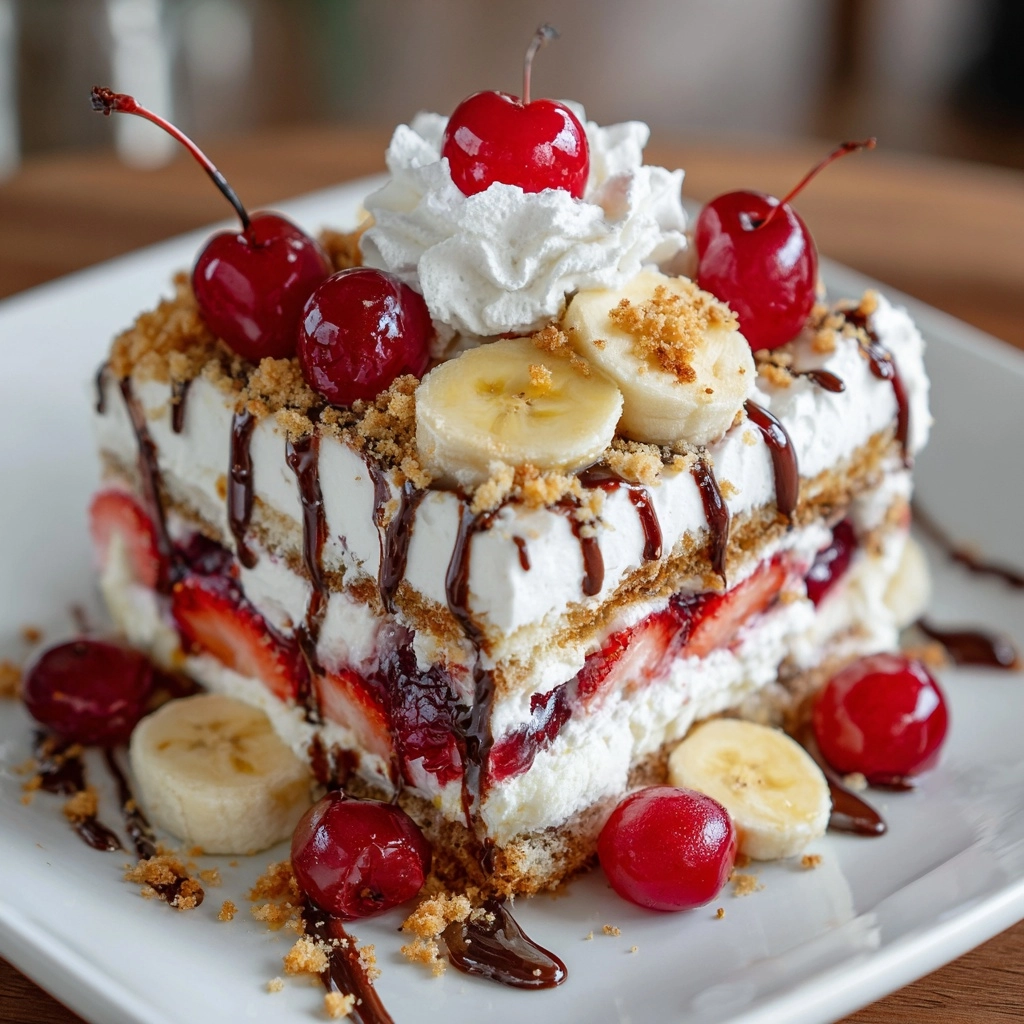 No-Bake Banana Split Cake Recipe