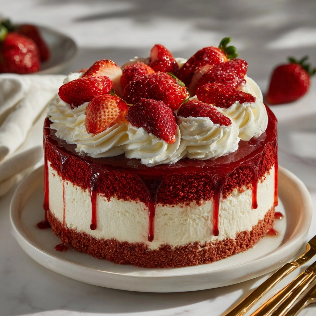 Red Velvet Strawberry Cheesecake Recipe - Recipe Image