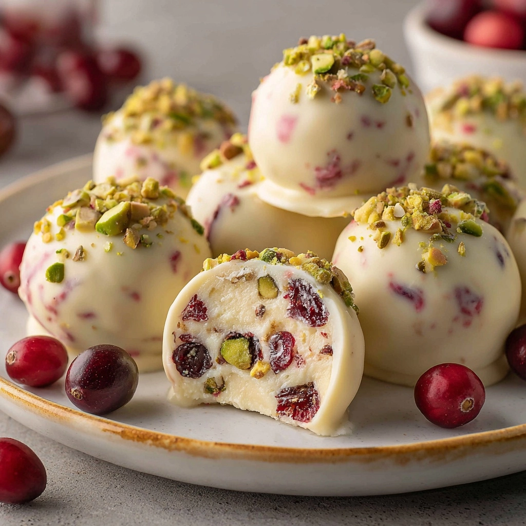 Cranberry Pistachio White Chocolate Truffles Recipe - Recipe Image