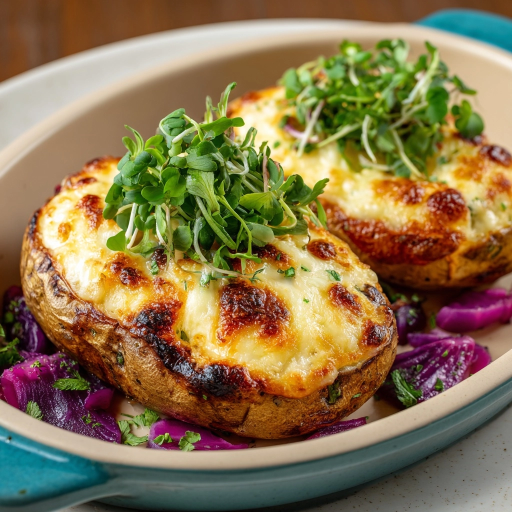 Garlic Stuffed Jacket Potatoes Recipe - Recipe Image