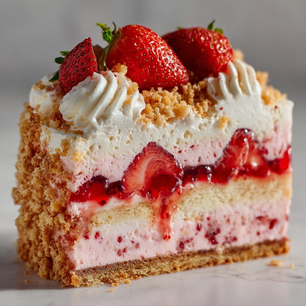 Strawberry Crunch Cheesecake Delight Recipe - Recipe Image