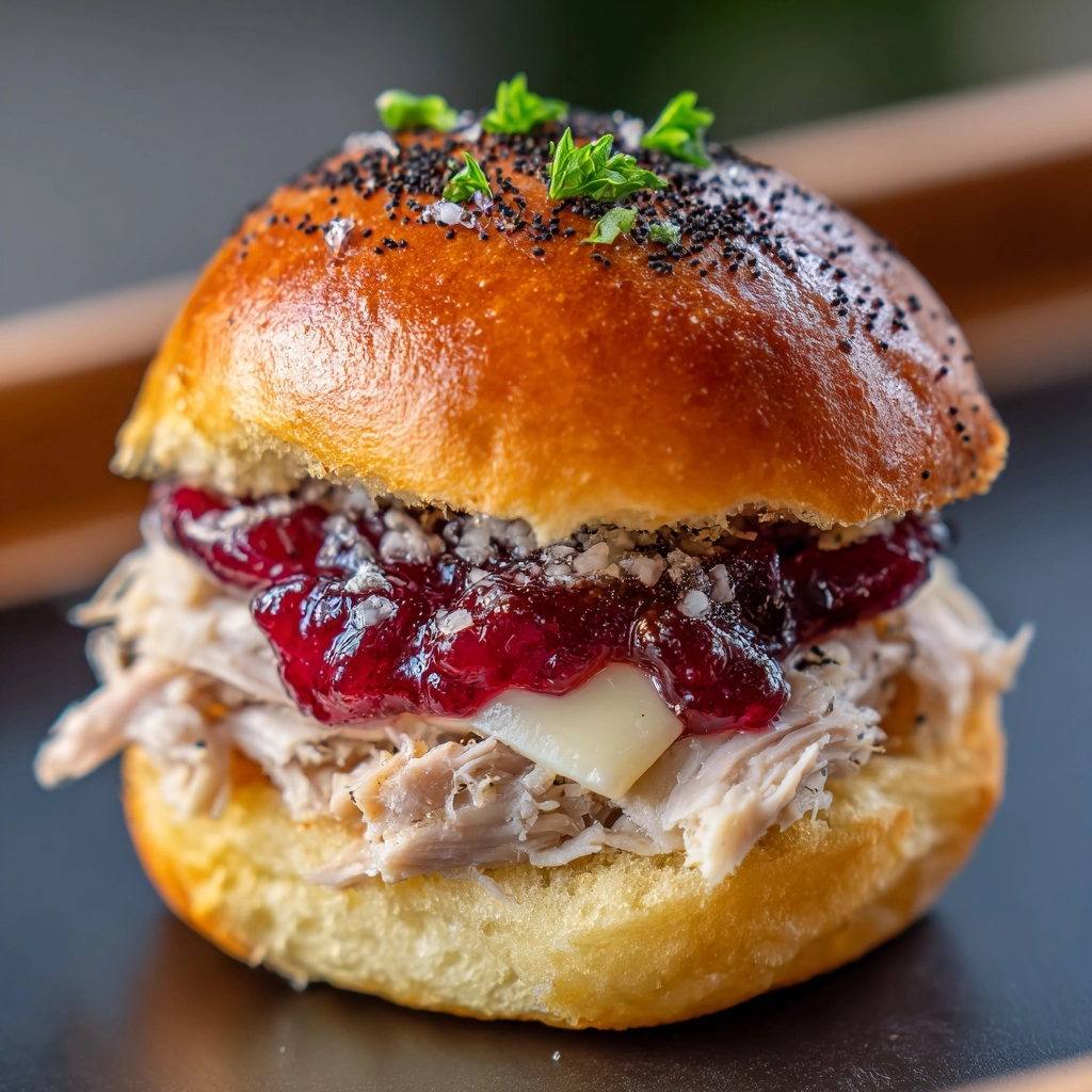 Baked Cranberry Turkey Sliders with Havarti & Poppy Seed Topping Recipe - Recipe Image