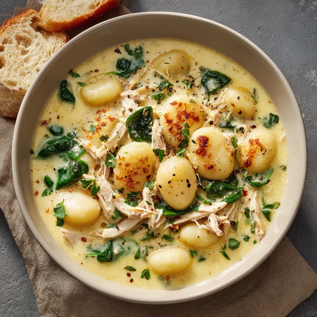 Creamy Chicken Gnocchi Soup with Garlic Recipe - Recipe Image