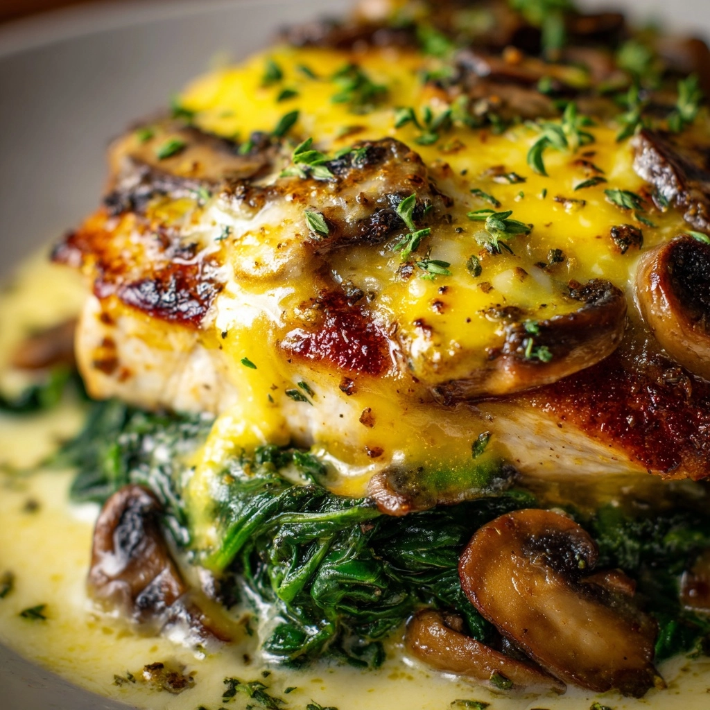 Baked Chicken with Spinach and Mushrooms Recipe - Recipe Image