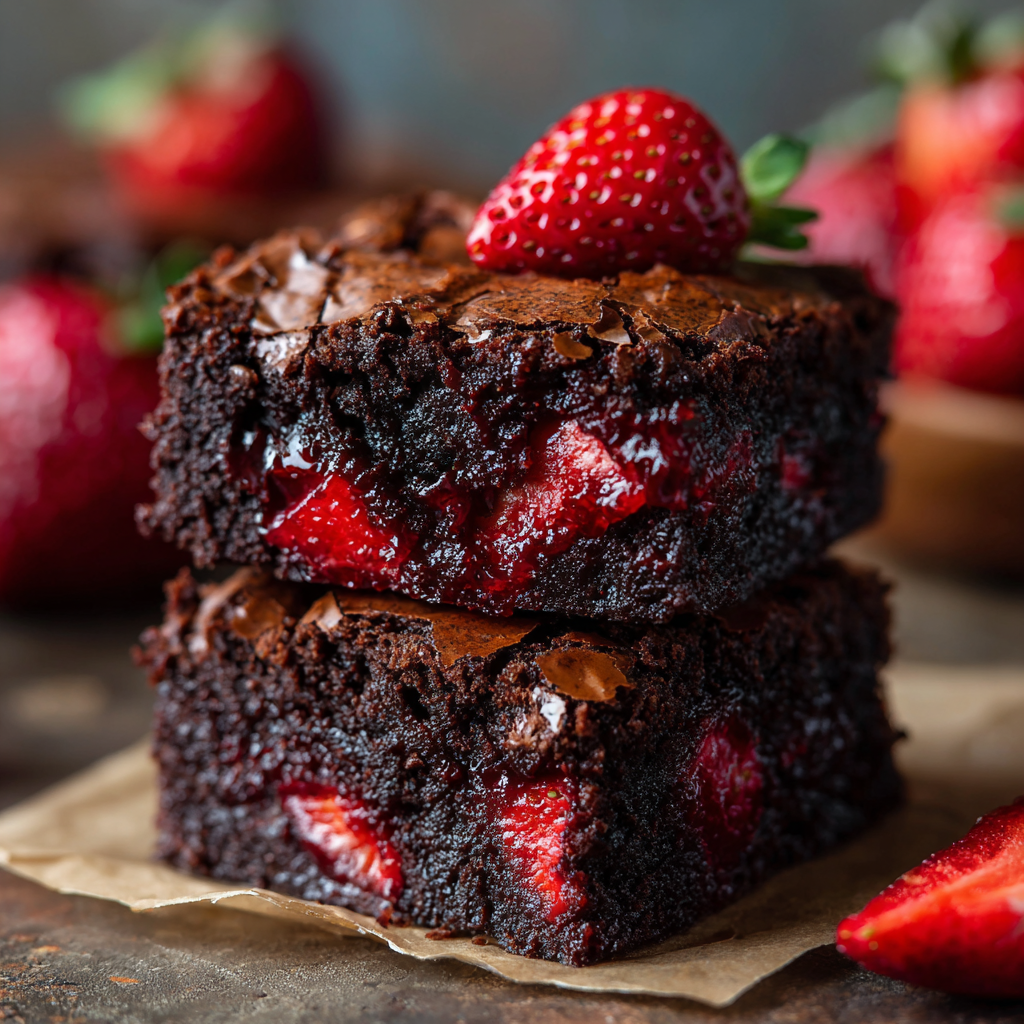 Strawberry Fudge Brownies Recipe - Recipe Image