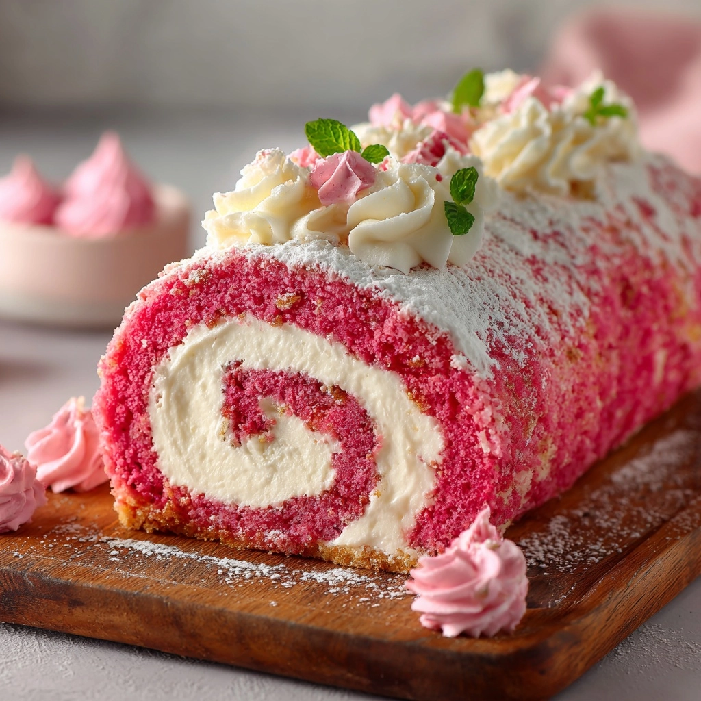 Pink Velvet Roll Cake Recipe
