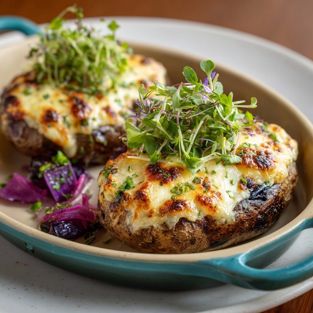 Garlic Stuffed Jacket Potatoes Recipe - Recipe Image