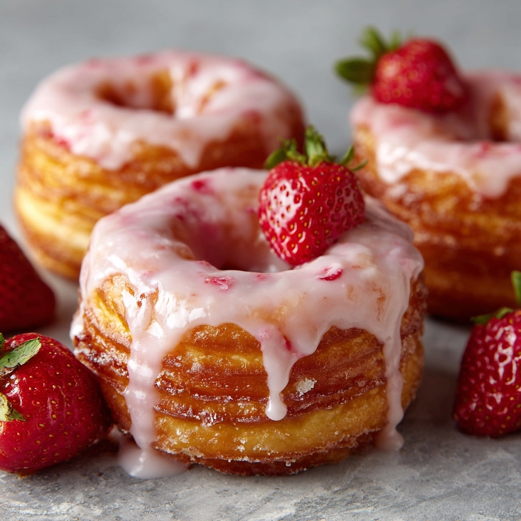 Strawberry Glazed French Crullers Recipe - Recipe Image