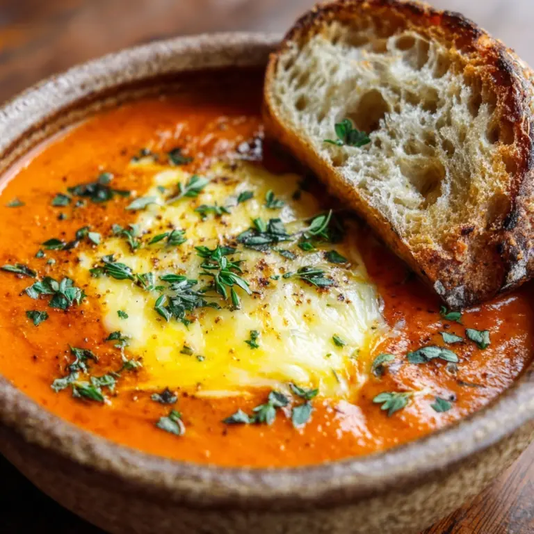 Tomato Soup with Cheese and Onion Toast Recipe