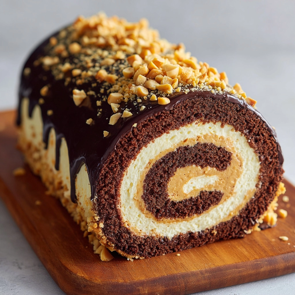 Chocolate Peanut Butter Cake Roulade Recipe - Recipe Image