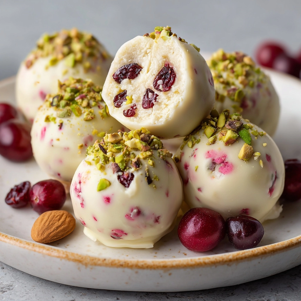 Cranberry Pistachio White Chocolate Truffles Recipe - Recipe Image