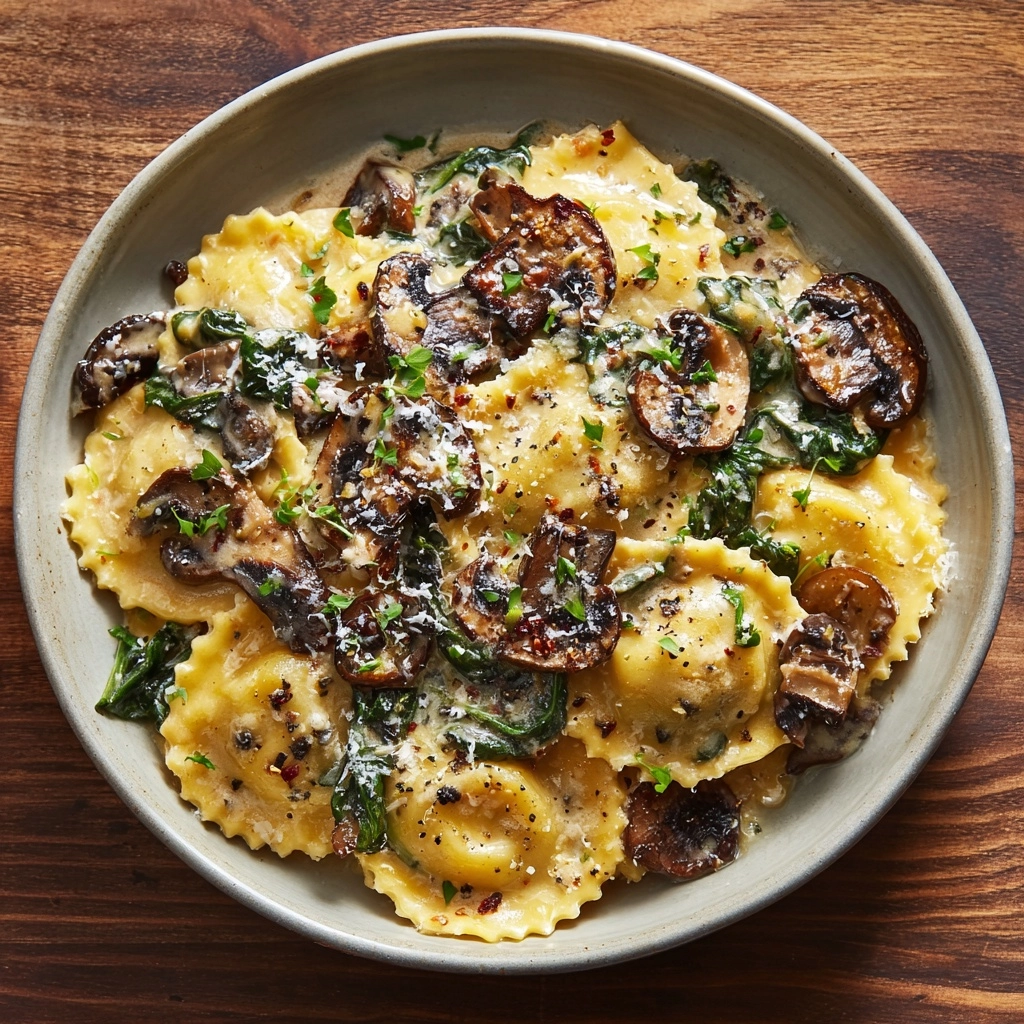 Spinach Mushroom Alfredo Ravioli: A Delicious & Easy Recipe - Recipe Image