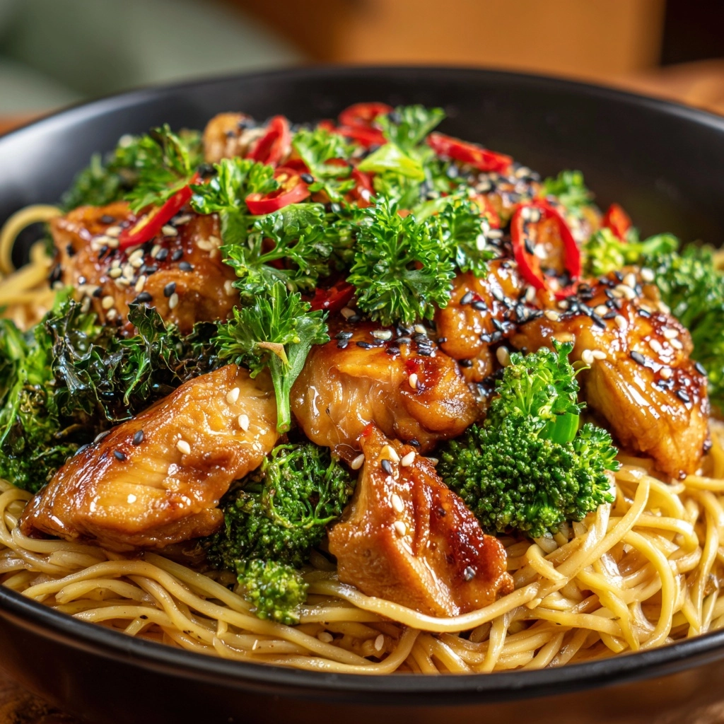 Chicken Stir-Fry with Rice Noodles Recipe - Recipe Image