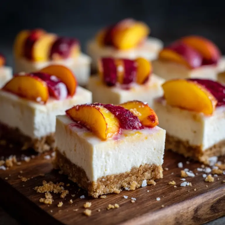 Peaches and Cream Cheesecake Bars Recipe