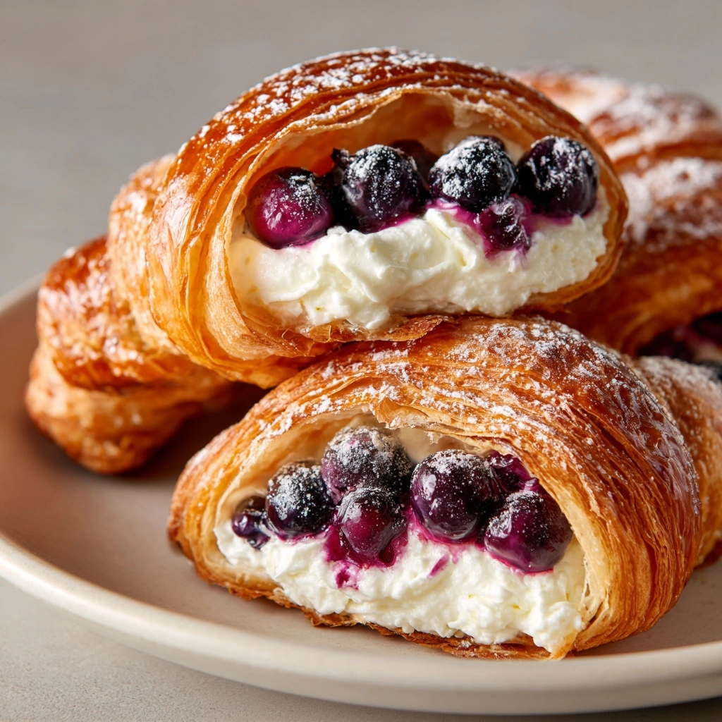Blueberry & Ricotta Croissant with Honey Drizzle Recipe - Recipe Image