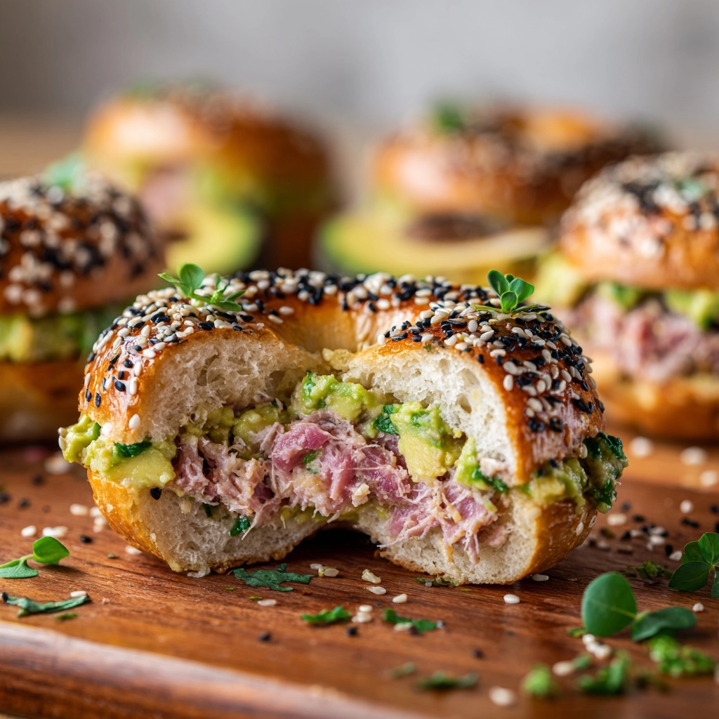 Avocado Tuna Melt Bagels Recipe