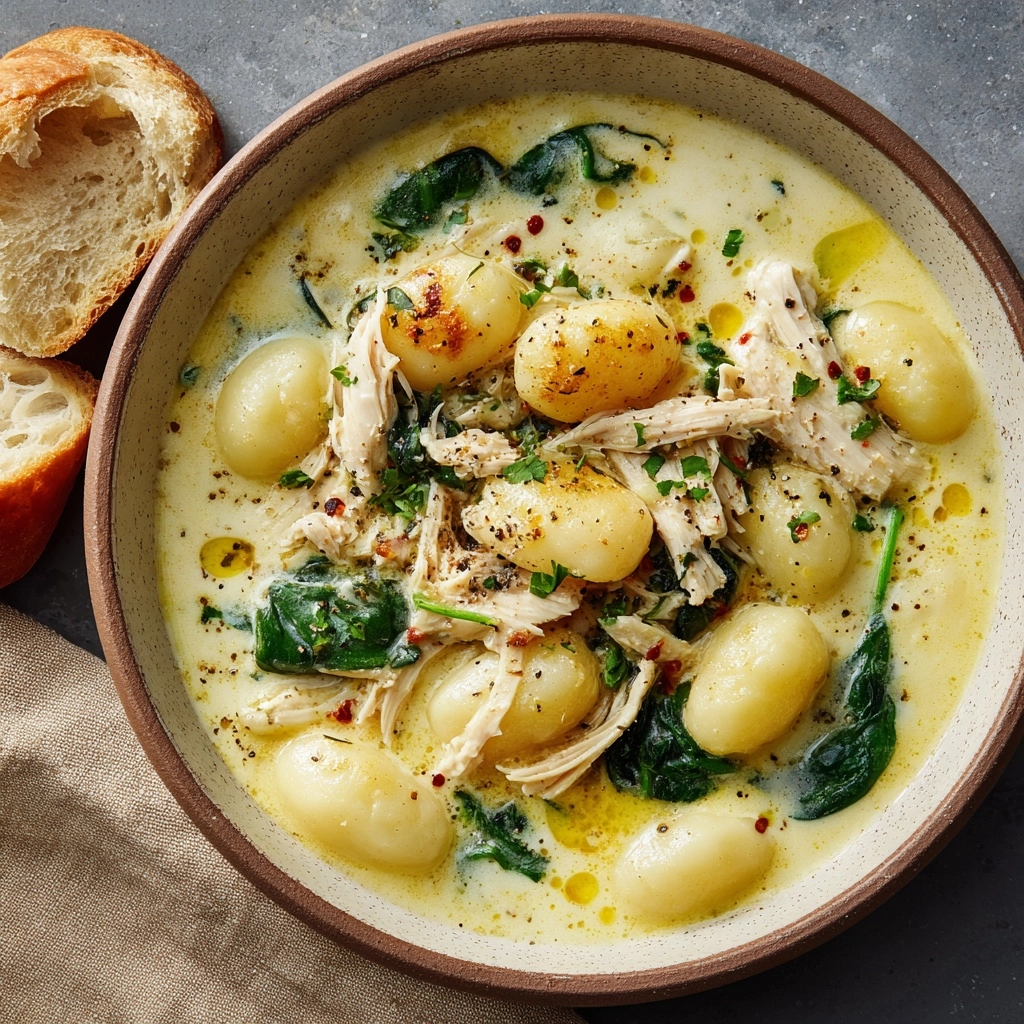 Creamy Chicken Gnocchi Soup with Garlic Recipe