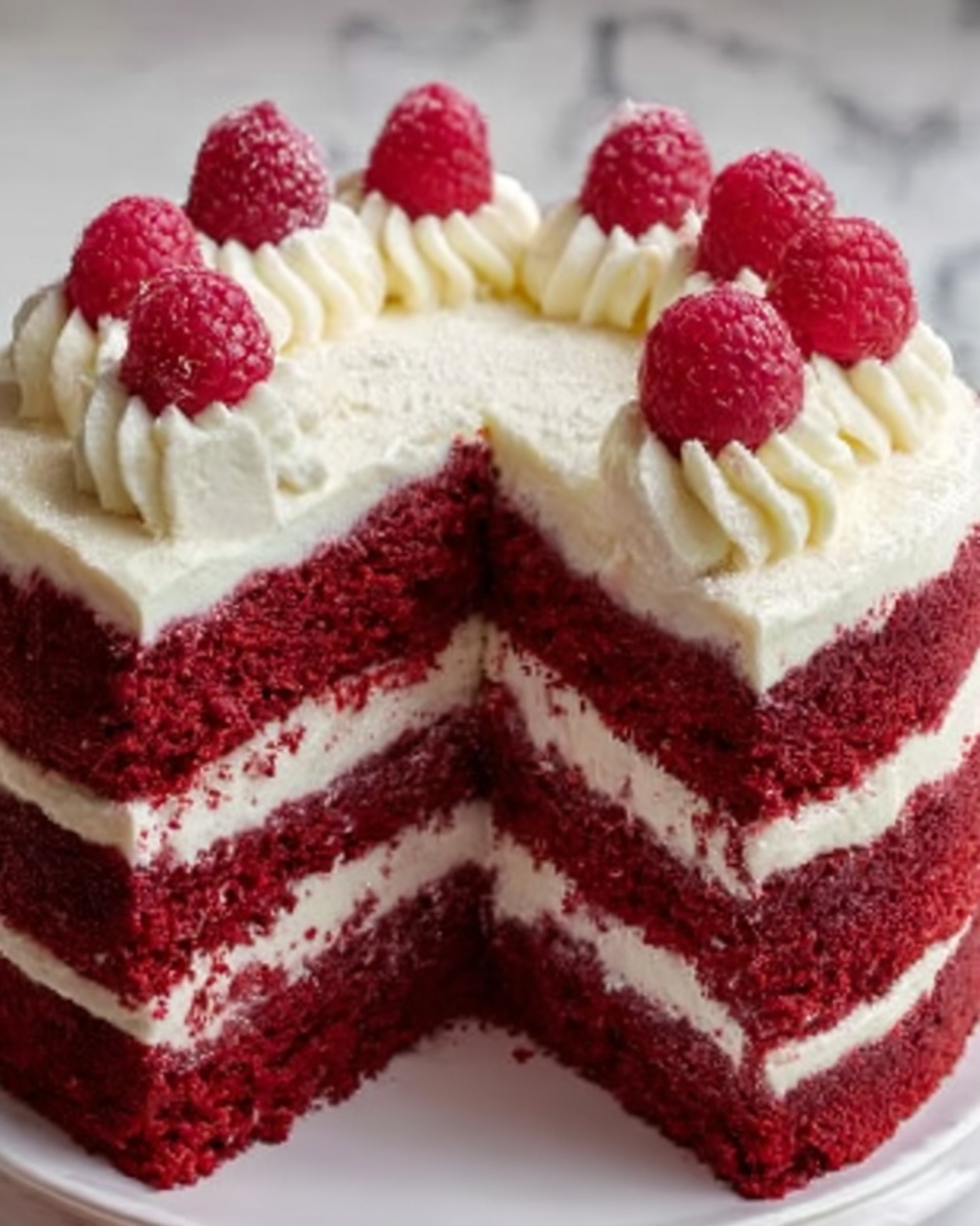 Raspberry Cream Cheese Layer Cake Recipe - Recipe Image