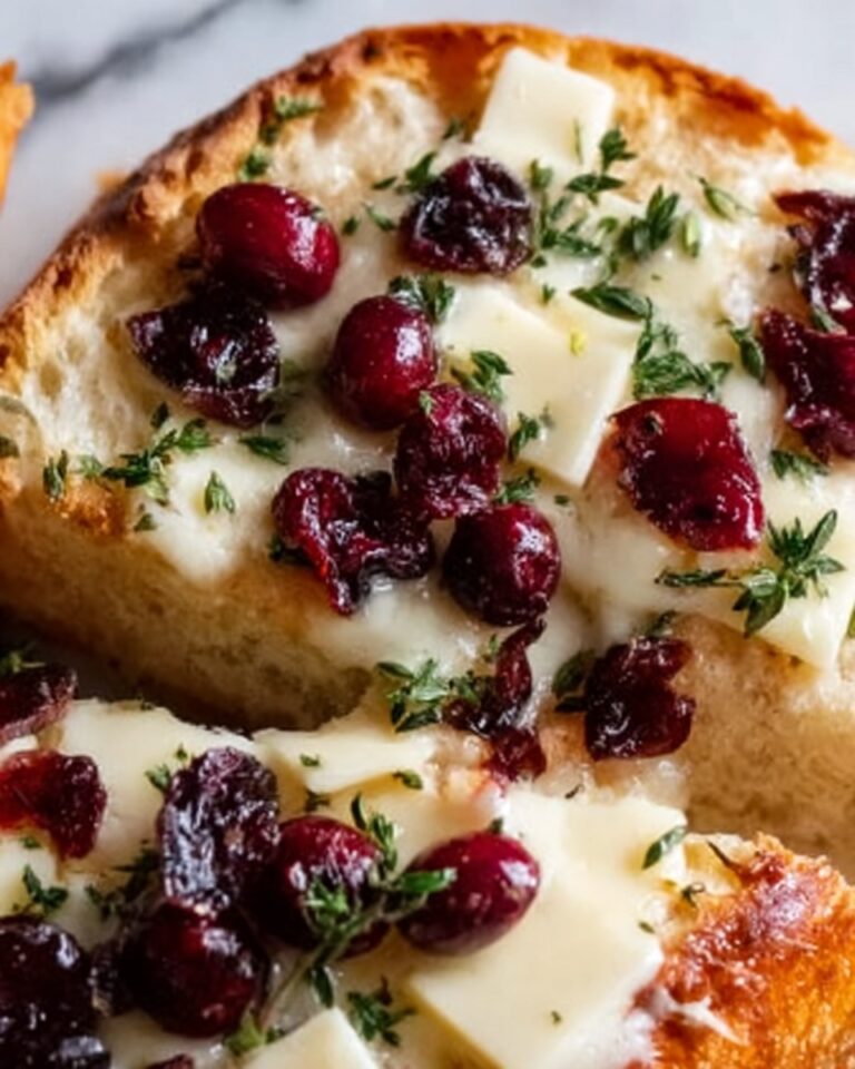 Garlic Herb Sourdough Bread Stuffed with Brie & Cranberry Recipe