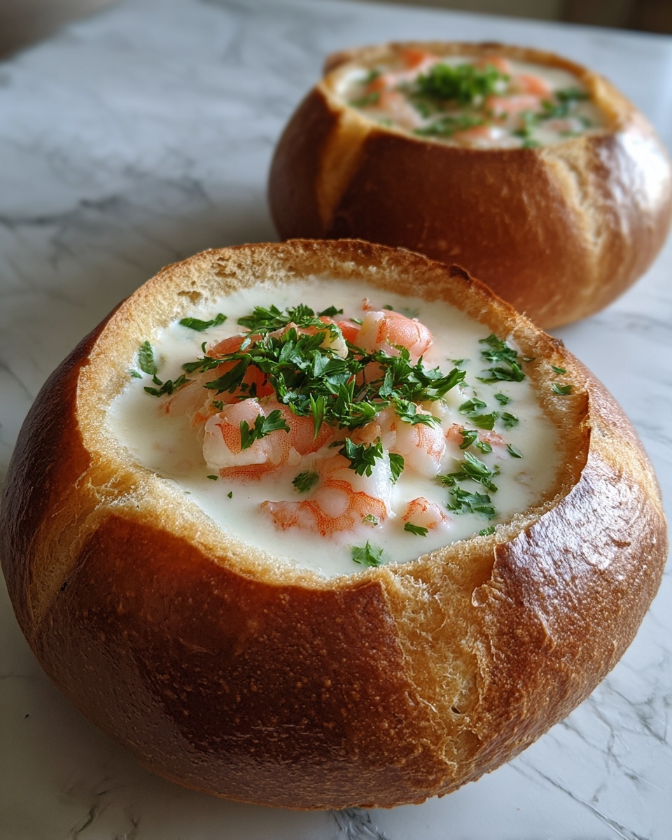 Stuffed Seafood Bread Bowl Recipe - Recipe Image