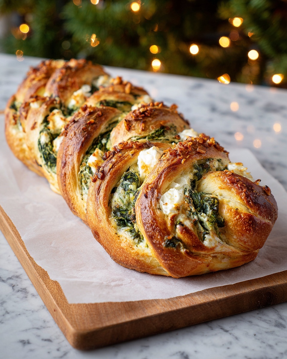 Easy Christmas Tree Spinach Feta Bread Recipe - Recipe Image