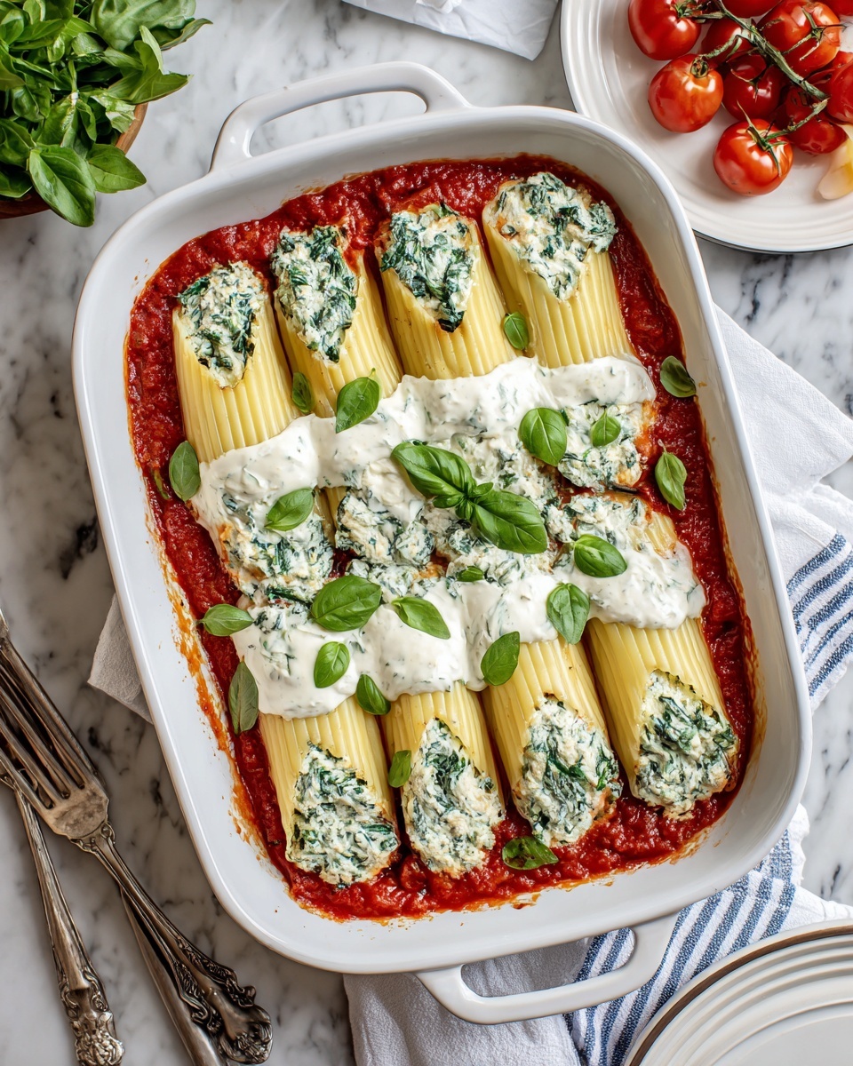 Spinach and Ricotta Stuffed Manicotti Recipe - Recipe Image