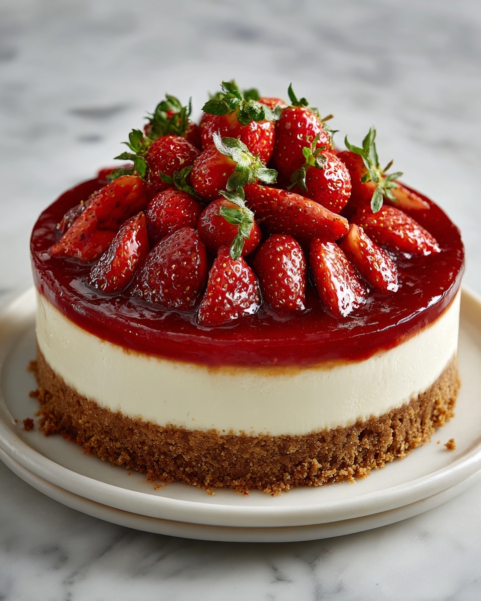 Perfect Cheesecake with Strawberry Topping Recipe - Recipe Image