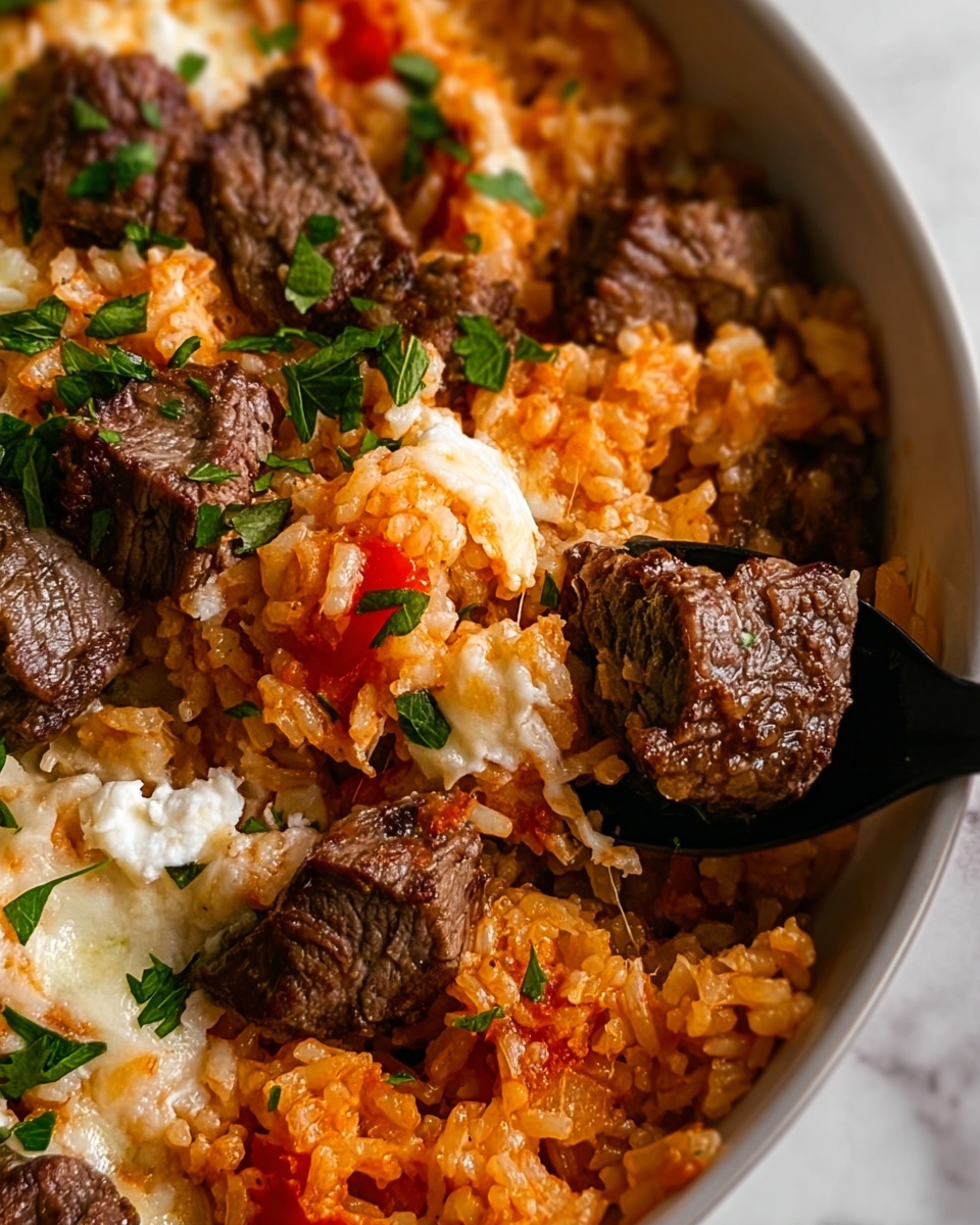 Steak and Queso Rice Skillet Recipe - Recipe Image