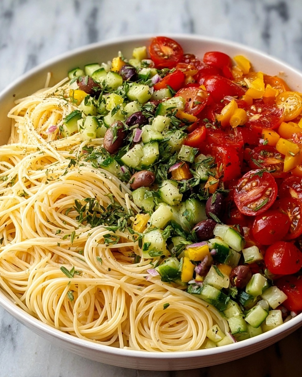 California Spaghetti Salad with Fresh Veggies Recipe - Recipe Image