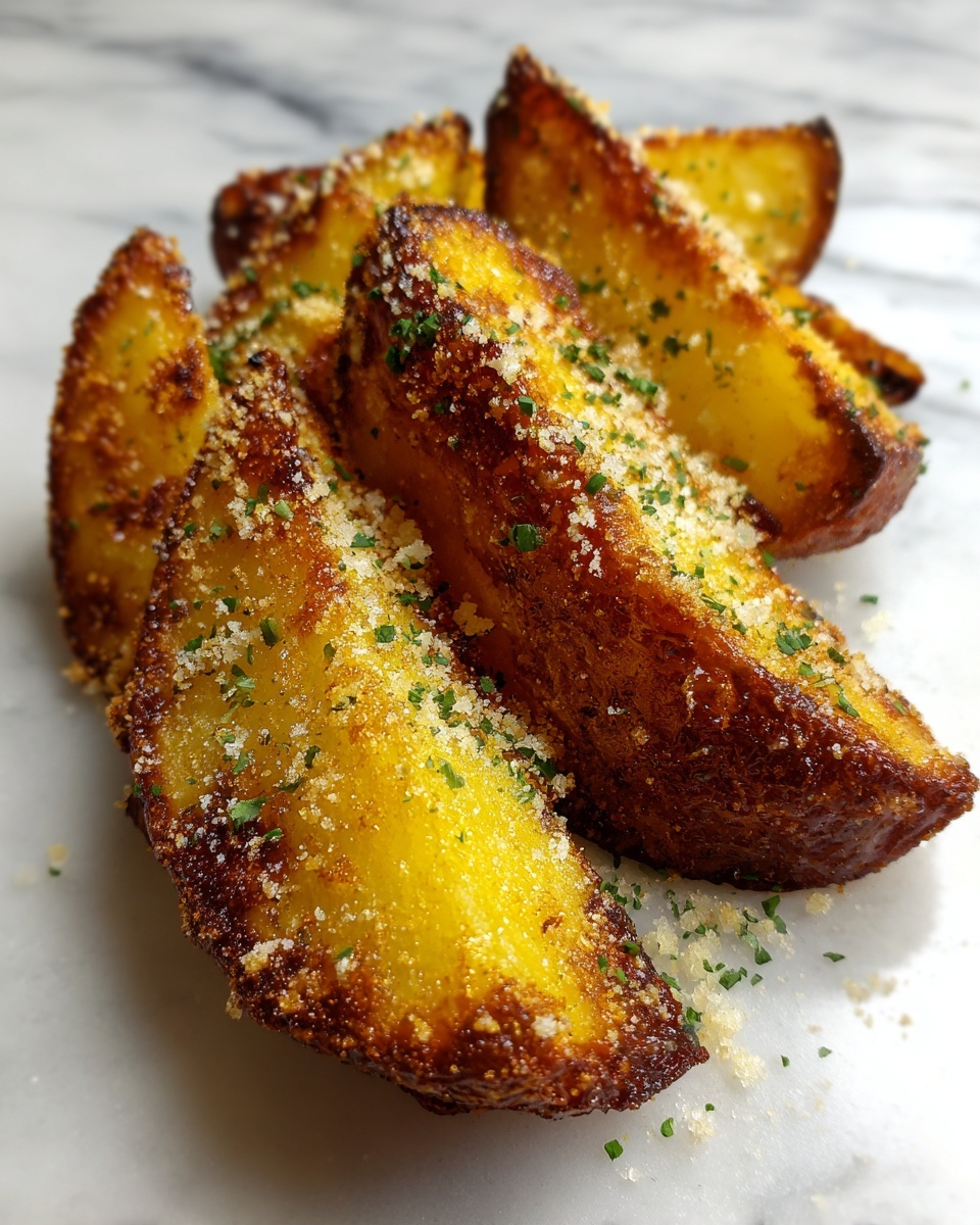 Parmesan and Garlic Baked Potato Wedges Recipe - Recipe Image