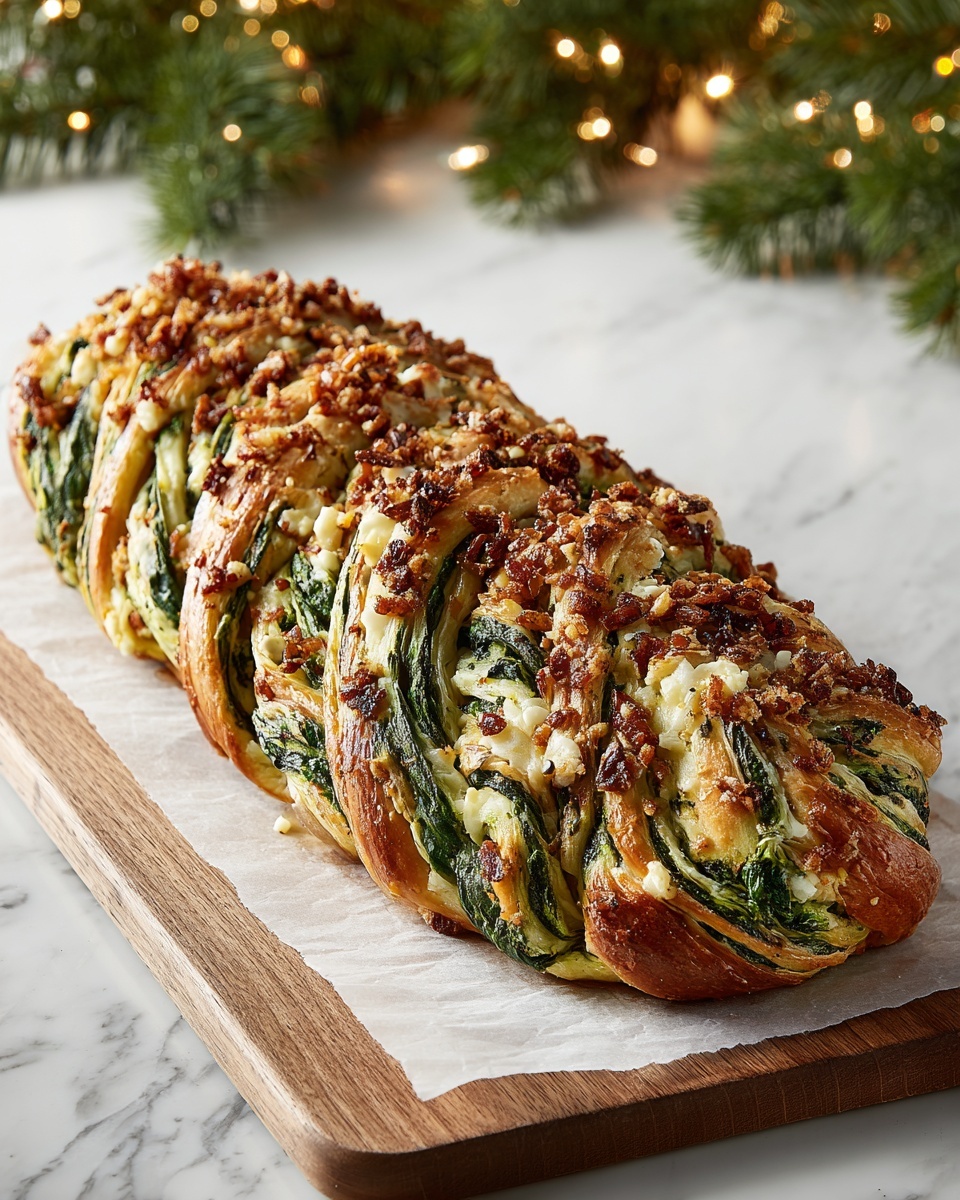 Easy Christmas Tree Spinach Feta Bread Recipe - Recipe Image