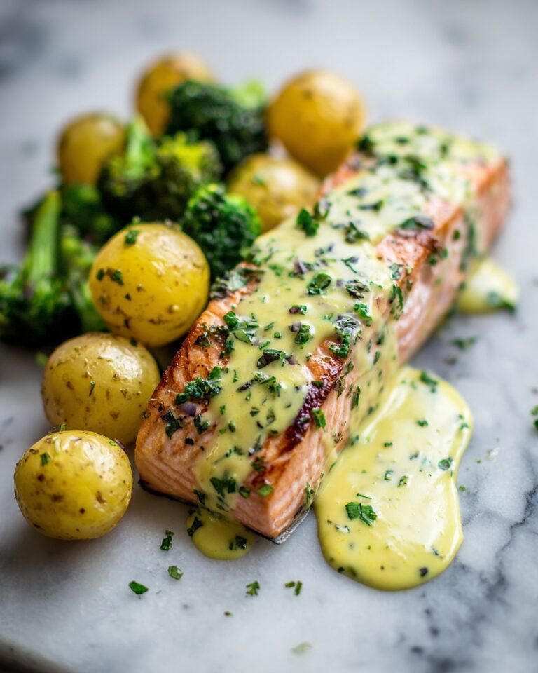 Lemon Butter Salmon with Roasted Potatoes & Broccoli Recipe