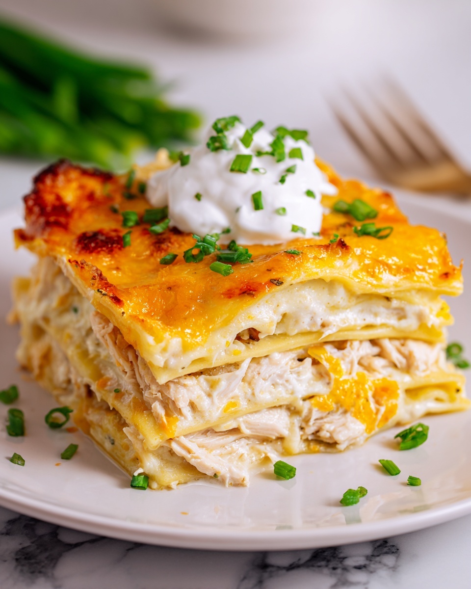 Cheesy Buffalo Chicken Lasagna with Ranch Drizzle Recipe - Recipe Image
