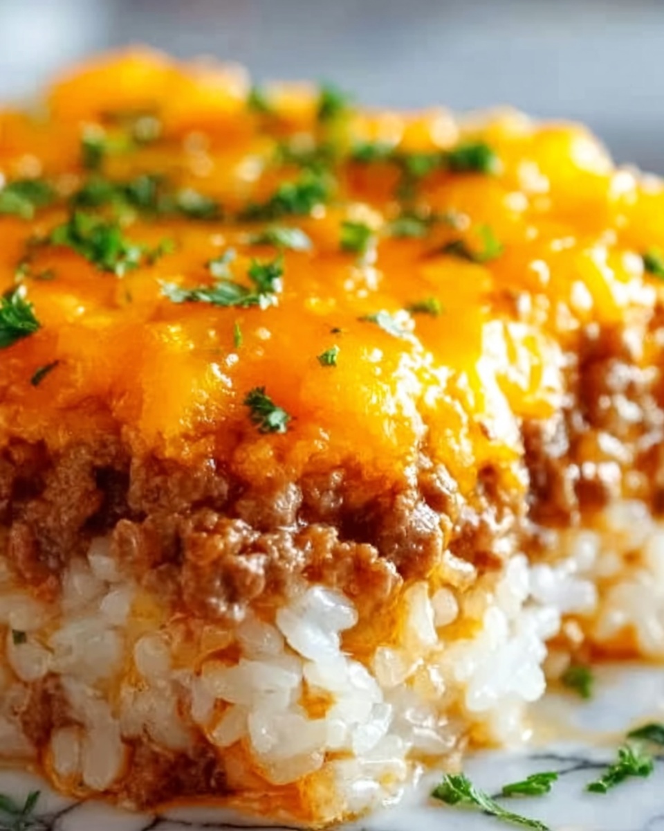 Cheddar-Crusted Ground Beef and Rice Casserole Recipe - Recipe Image