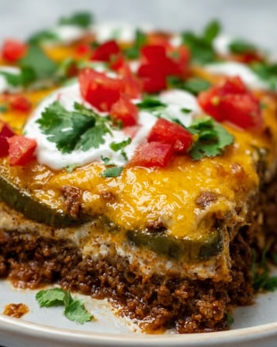 Baked Beef Poblano Chiles Rellenos Casserole Recipe - Recipe Image