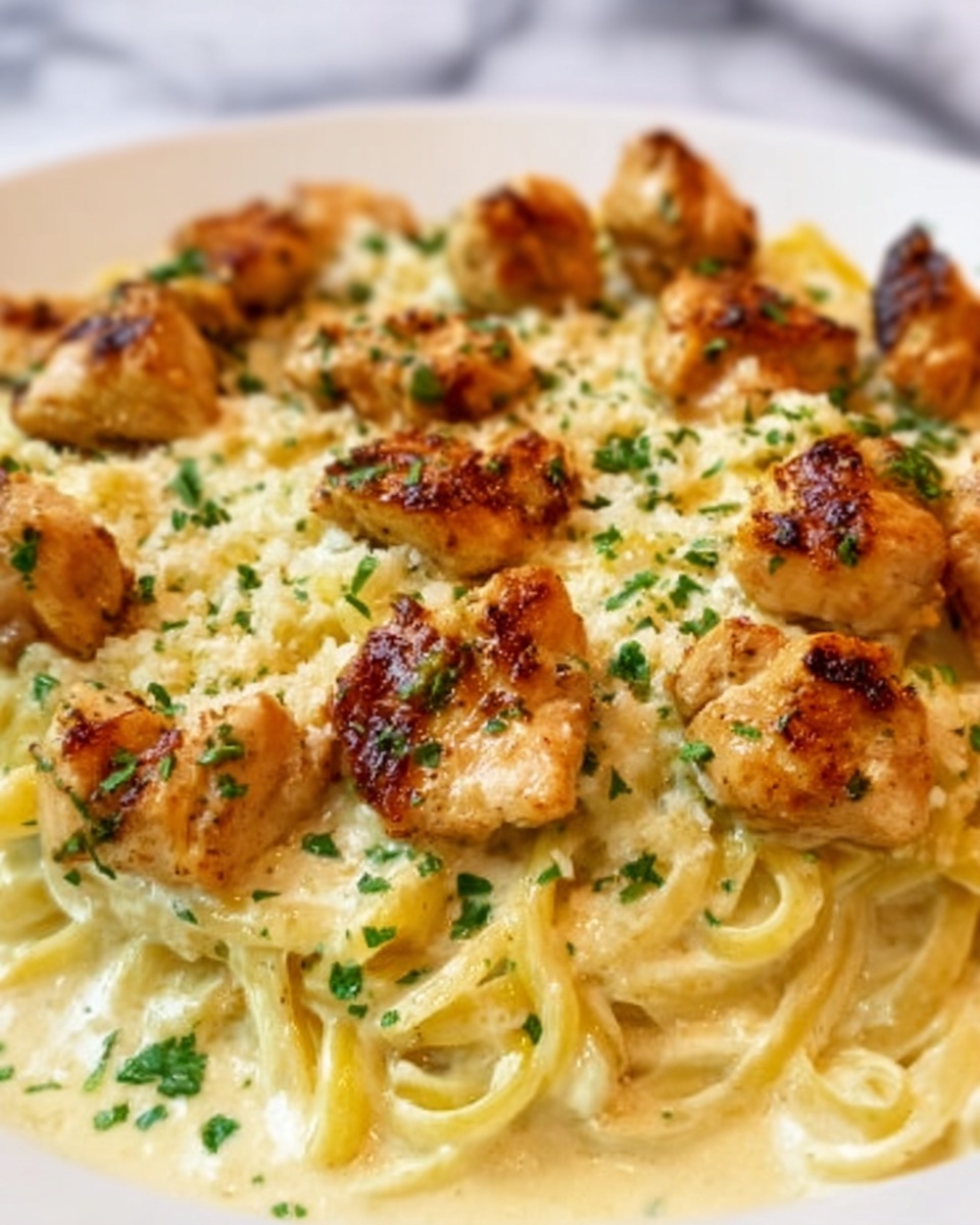 Chicken Bites with Creamy Parmesan Pasta Recipe - Recipe Image