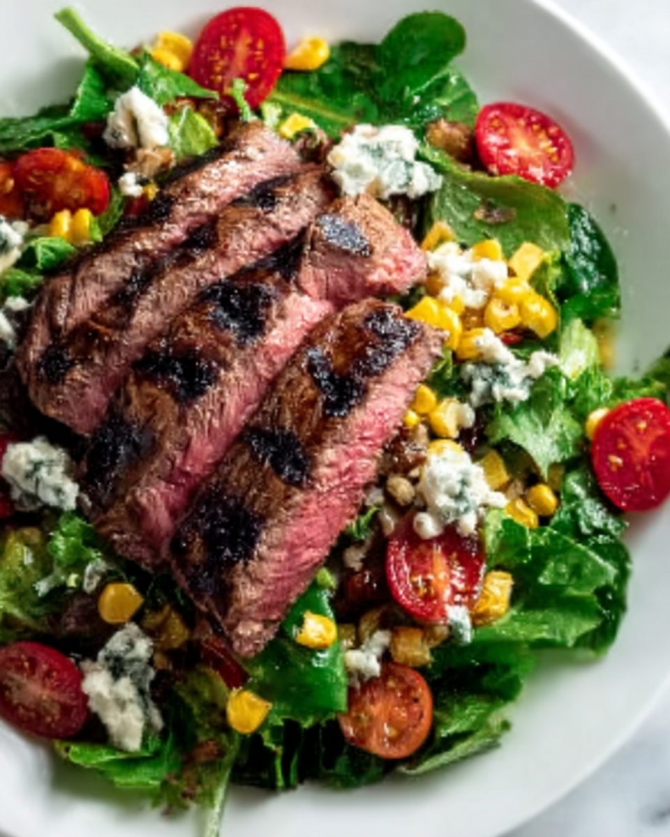 Balsamic Steak Gorgonzola Salad with Grilled Corn Recipe - Recipe Image