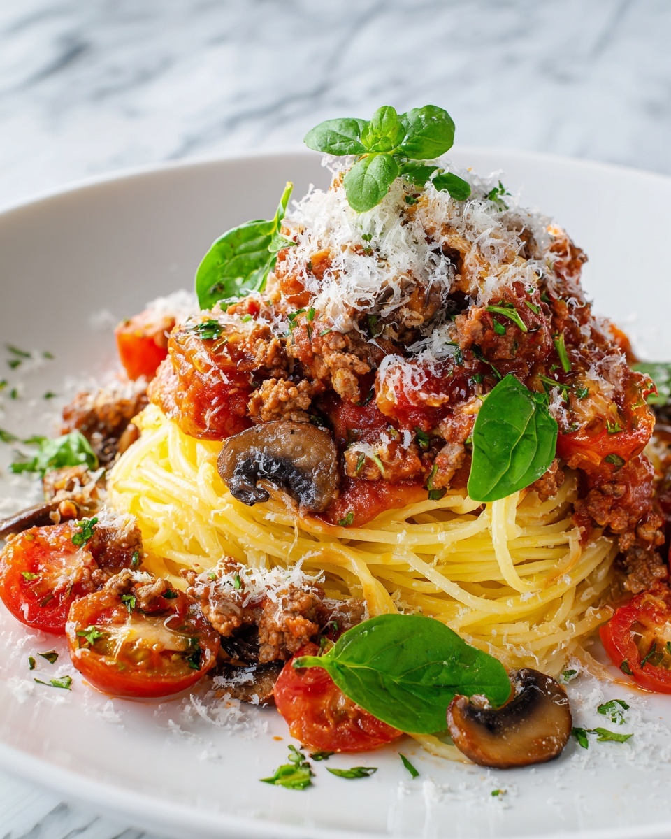 Italian Sausage Pasta with Spinach, Mushrooms, and Marinara Sauce Recipe - Recipe Image