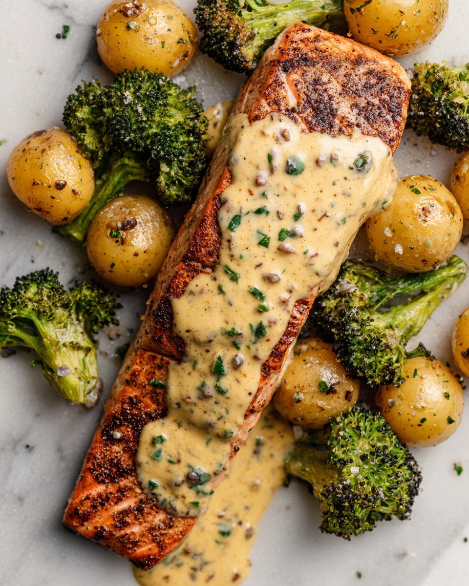 Lemon Butter Salmon with Roasted Potatoes & Broccoli Recipe - Recipe Image