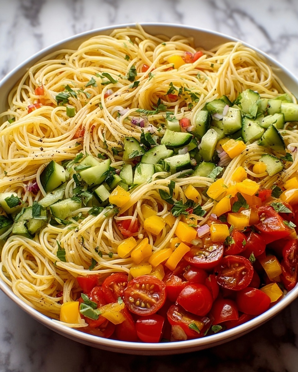 California Spaghetti Salad with Fresh Veggies Recipe - Recipe Image