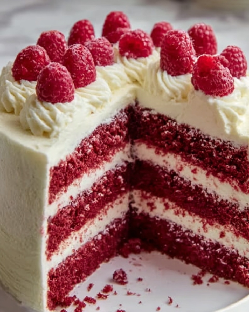 Raspberry Cream Cheese Layer Cake Recipe - Recipe Image