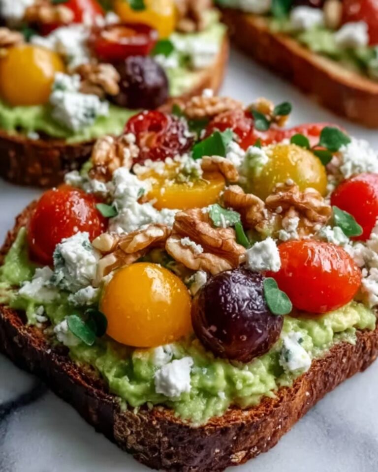 Avocado Toast with Feta, Cherry Tomatoes, Cranberries, and Walnuts Recipe