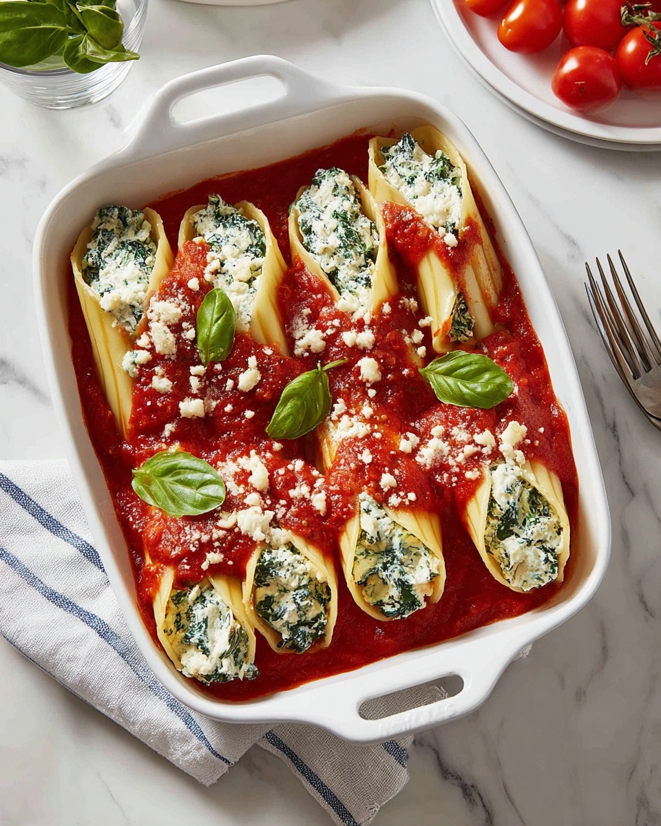 Spinach and Ricotta Stuffed Manicotti Recipe - Recipe Image