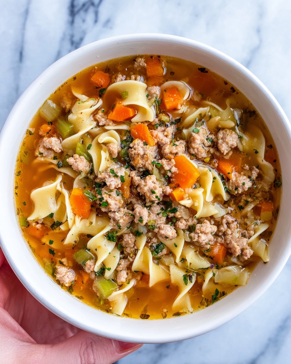 Hearty Beef Noodle Soup with Vegetables and Mushrooms Recipe - Recipe Image