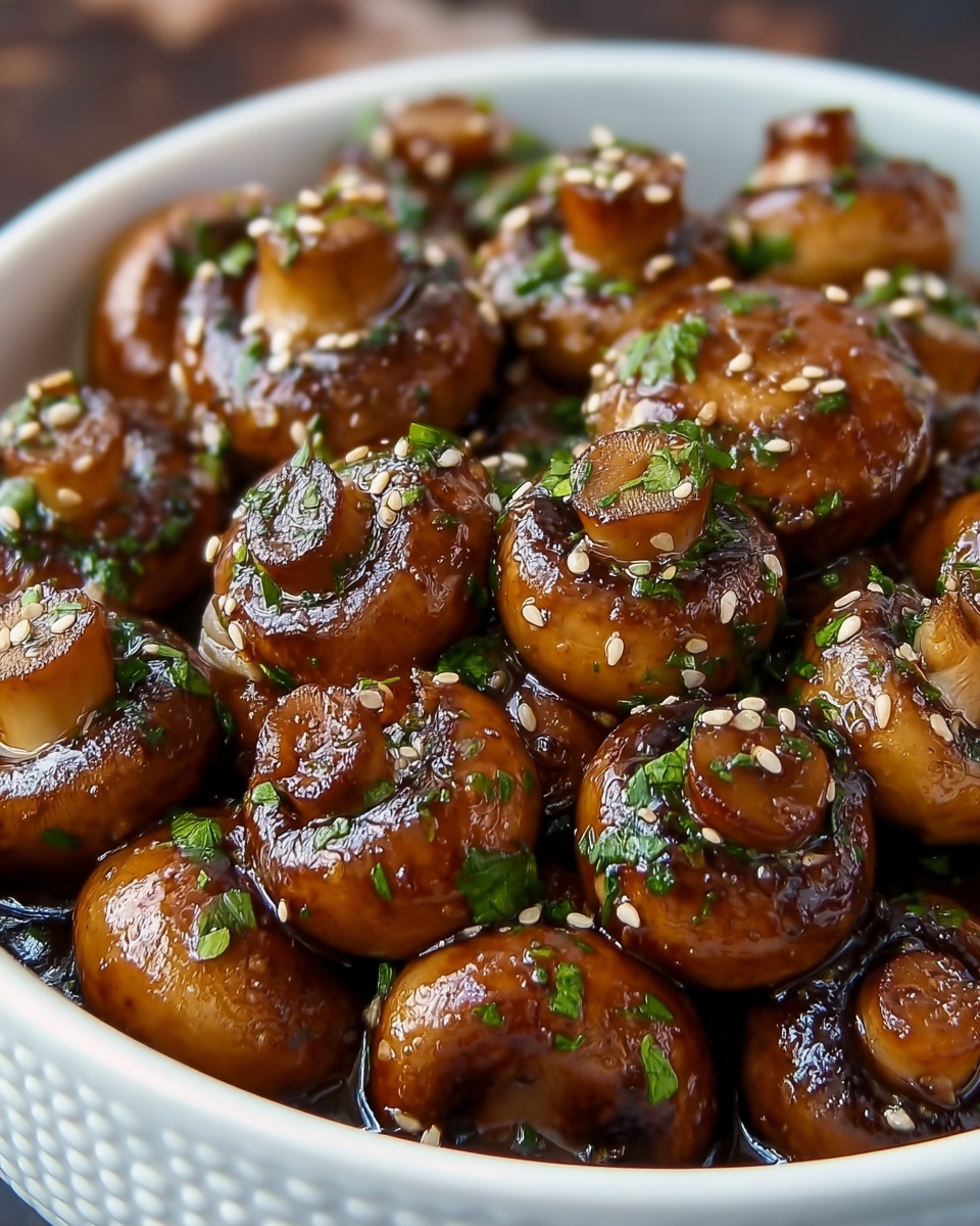 Balsamic Soy Roasted Garlic Mushrooms Recipe - Recipe Image