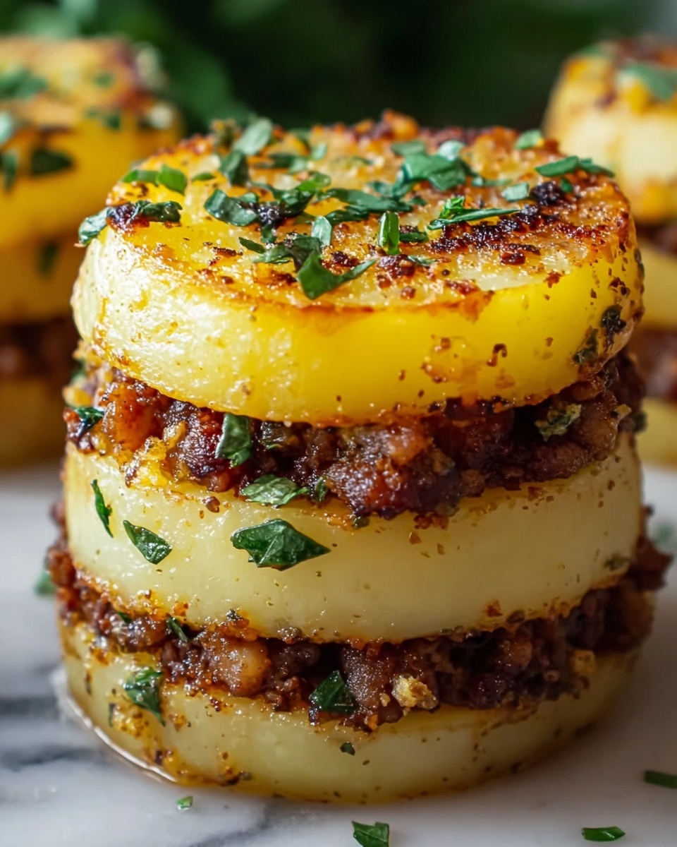 Cheesy Stuffed Potato Stacks with Ground Beef and Spinach Recipe - Recipe Image