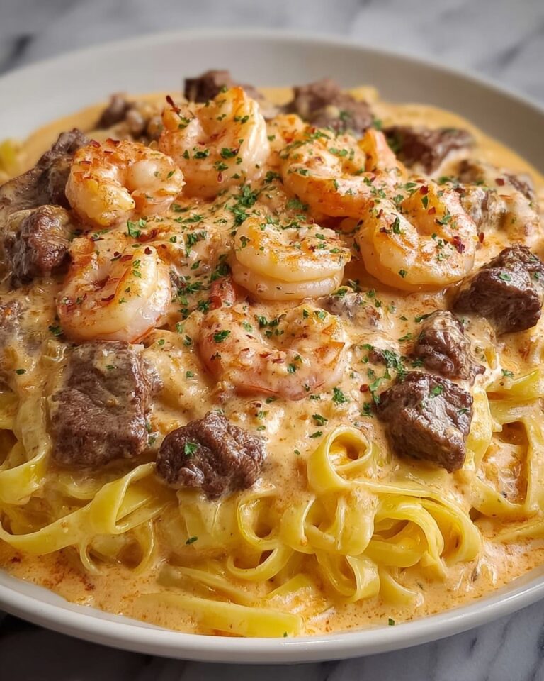 Spicy Shrimp and Steak Alfredo Delight Recipe