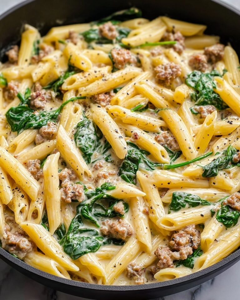 One-Pan Creamy Penne with Spinach and Italian Sausage Recipe