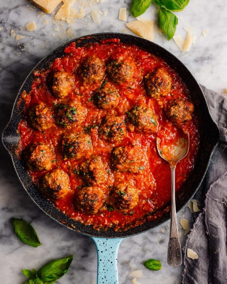 Cheesy Baked Meatball Skillet Recipe